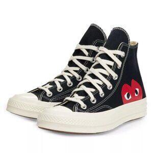 Comme des Garcons CdG PLAY x Converse All Star High-Top Sneakers, Black, Size 6